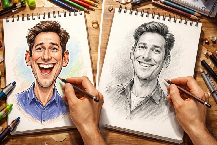 What is the difference between a caricature and a&nbsp;drawing?